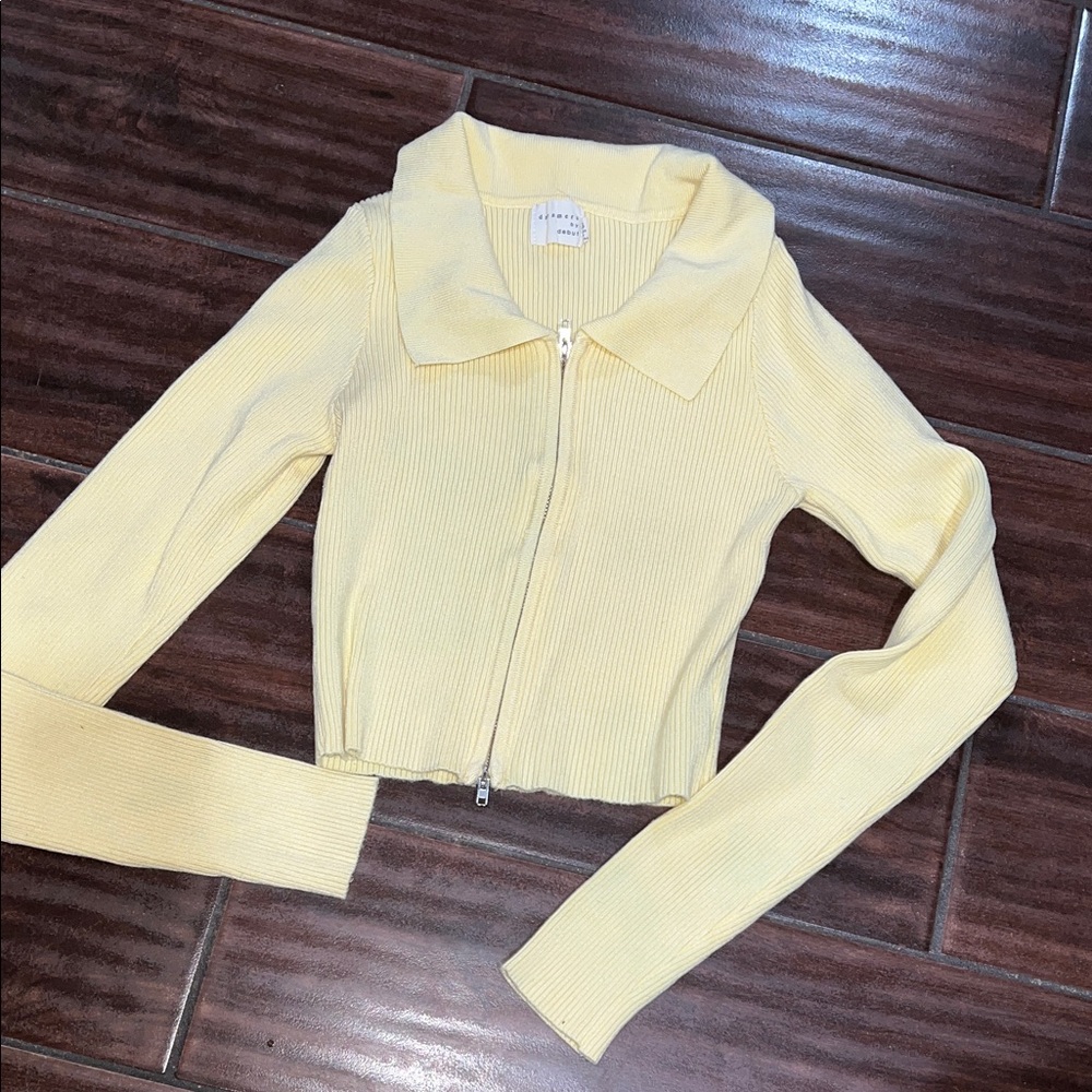 Yellow Ribbed Women's Sweater - Picture 1 of 6